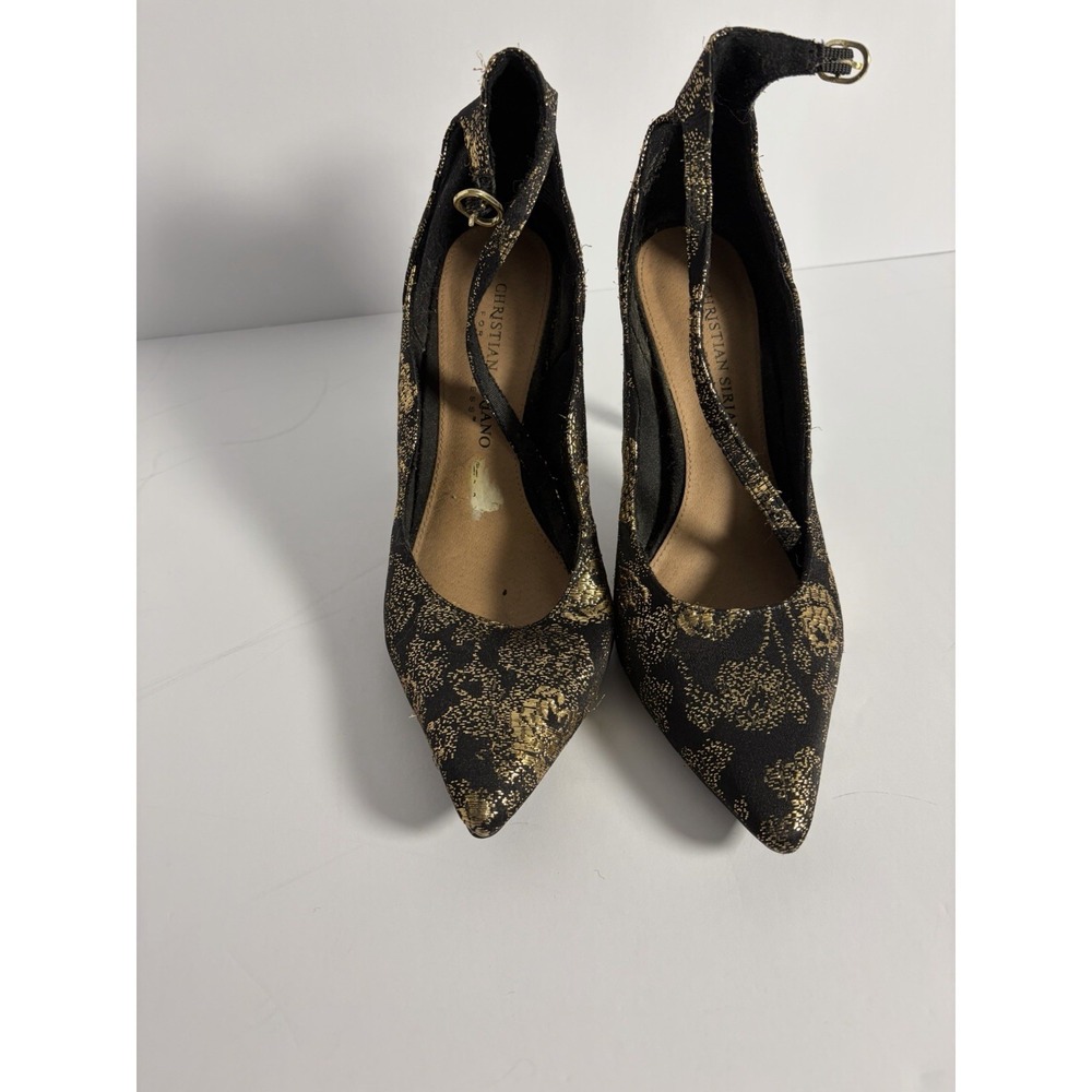 Christian Siriano Black & Gold Kenni High Heels Size 6.5
